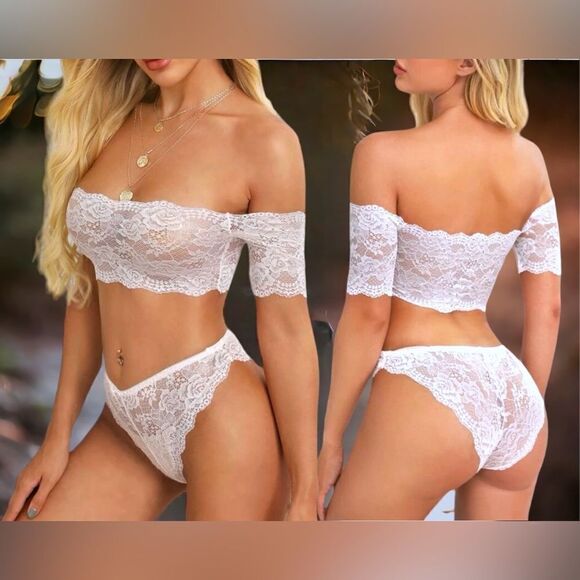Hot Item ! l White Mesh l 2-piece l Intimate l OS l New - Picture 1 of 8